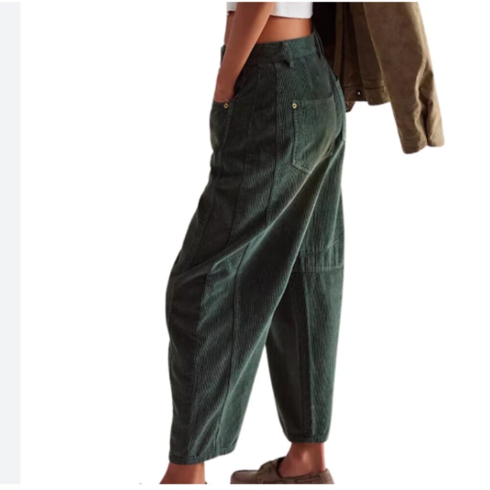 new Free People Good Luck Barrel Corduroy Button Fly Corduroy Pants 256 5M3 - Picture 5 of 6